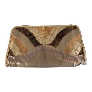 Vintage Snakeskin Patchwork Shoulder Bag Retro Textured Wave Purse Boho Chic